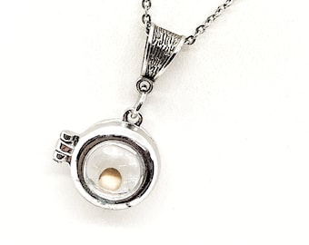 Ciondolo con semi di senape, collana con semi di senape, gioielli con semi di senape, collana con fede cristiana, regalo con semi di senape, fede con semi di senape