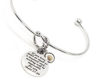 Mustard Seed Jewelry, Eternity Knot Mustard Seed Bracelet, Matthew 17 20, Mustard Seed Gifts, Christian Jewelry, Mustard Seed Gift For Her