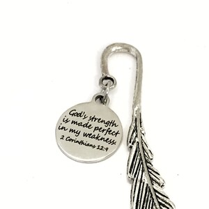 Marque-page cadeau, la force de Dieu est rendue parfaite dans mes faiblesses marque-page, marque-page de journalisation, cadeau chrétien, cadeau de sympathie, marque-page biblique