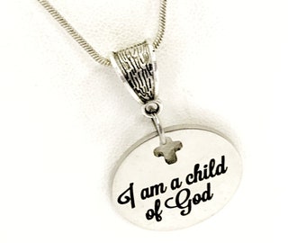 Christian Necklace, I Am A Child Of God Necklace, Christian Gift, Christian Jewelry, Child Of God Jewelry, Christian Charm, Baptism Gift