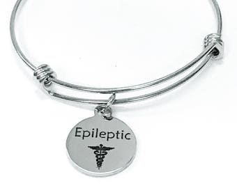 Epileptic Medical Expanding Charm Bracelet, Medical Notification Awareness Bracelet, Epilepsy Awareness, Epilepsy Alert Stacking Bracelet