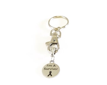 I Am A Survivor Cancer Awareness Keychain, Cancer Survivor Keychain, Cancer Sympathy Gift Keychain, Gift For Her, Fighting Cancer Strength