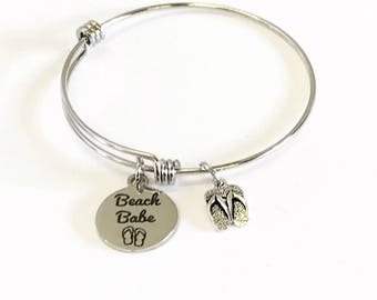 Bracelet bébé plage, bracelet à breloques plage, cadeau bijoux pour amoureux de la plage pour elle, bijoux de voyage d'été à la plage sans fin, prendre soin de vous, petite amie