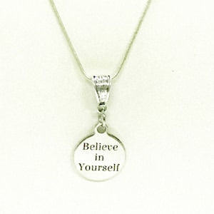 Believe In Yourself Pendant Necklace, Encouragement Necklace, Daughter Jewelry Gift, Motivational Jewelry, Mindfulness Yoga Jewelry For Her