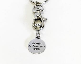 I Workout It's Cheaper Than Therapy Keychain, Workout Partner Gift, I Love To Workout, Exercise Partner Gift, Exercise Keychain Gift For Her