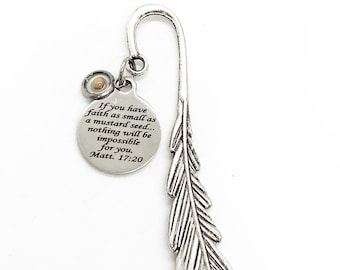 Christian Gifts, Mustard Seed Bookmark Gifts, Mustard Seed Gifts, Christian Bookmark, Charm Bookmark, Matthew 17 20 Bible Bookmark