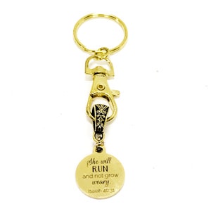 Christian Keychain, She Will Run And Not Grow Weary Keychain, Isaiah 40 31,  Christian Charm Keychain, Christian Gift For Her