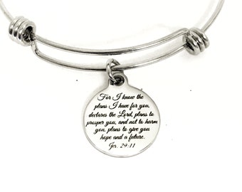 Christian Gift, For I Know The Plans I Have For You Bracelet, Jeremiah 29 11 Gift, Christian Jewelry, Jer 29 11 Gift, Christian Bracelet