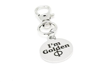 I’m Golden Phi Clip On Charm, I’m Fine, Greek Letter Phi, Math College Student, New Job, Programming, Developer, Bag Charm, Backpack Charm