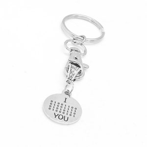 I Love You Charm Keychain, Love Gift, Binary Code, Computer Programmer, Daughter Gift, Son Gift, Wife, Husband, Going To College, Loved