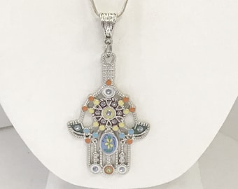 Hamsa Necklace Turquoise Hamsa Necklace sterling silver Hamsa Kabbalah Jewelry Protection Necklace Yoga Jewelry