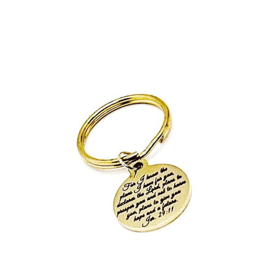 For I Know The Plans I Have For You Goldtone Keychain, Jeremiah 29 11 Scripture Charm, Christian Gift, Bible Verse Quote, Gift For Her