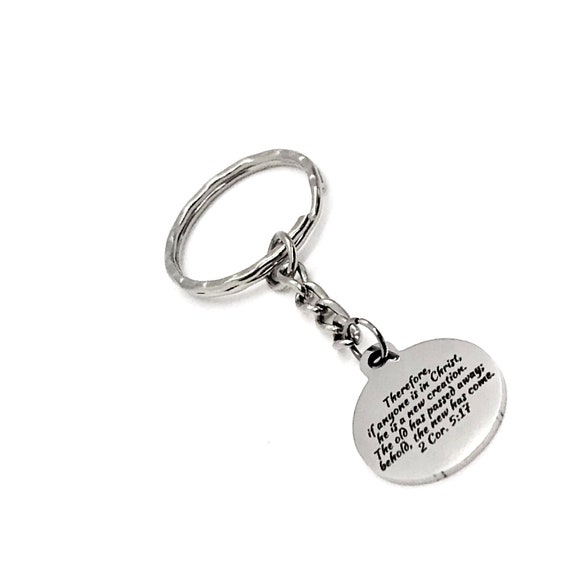 Scripture Gift, New Creation In Christ Keychain, 2 Cor 5 17 Keychain, Scripture Quote, Scripture Keychain, Faith Gift, Christian Gift