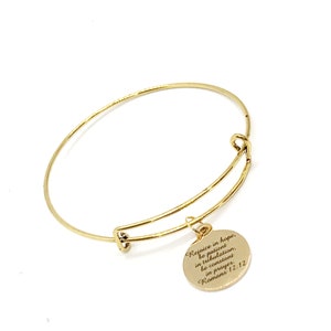 Schriftschmuck, Armband „Freue dich in der Hoffnung“, Römer 12 12, Sei geduldig, sei beständig im Gebet, Stapelarmreif, Geschenk aus der Schrift, Geschenk des Glaubens