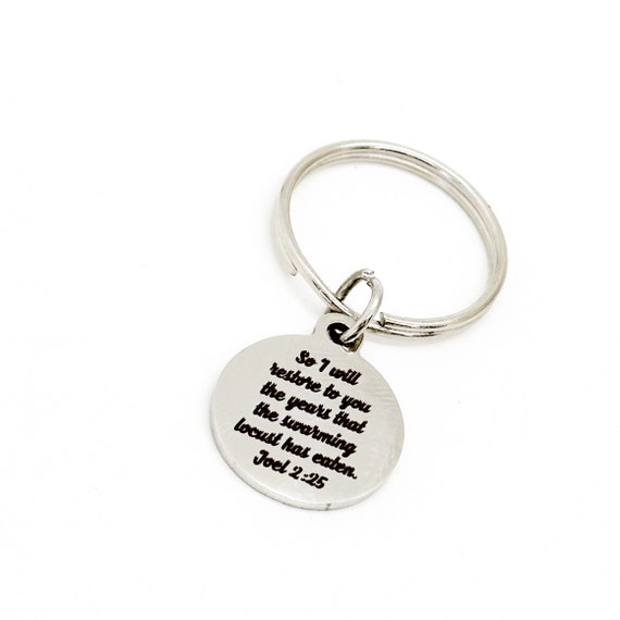 God Will Restore The Lost Years Scripture Keychain, Joel 2 25, Faith Gift, Recovery Gift, Scripture Quote, Christian Recovery, Bible Verse