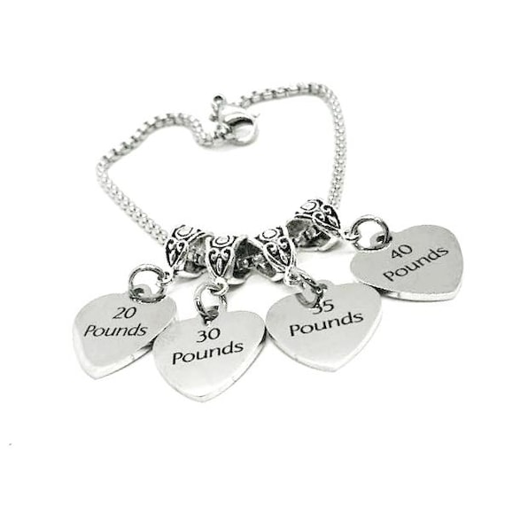 Weight Loss Tracker Charm Bracelet, Weight Loss Celebration Bracelet, Weight Loss Jewelry, Celebration Jewelry, Gift For Her, Pounds Lost