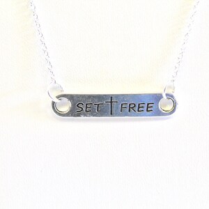 Establecer collar de barra colgante de cruz gratis, regalo para ella, collar de mamá, joyería cristiana, regalo de bautismo, regalo de confirmación, regalo para esposa