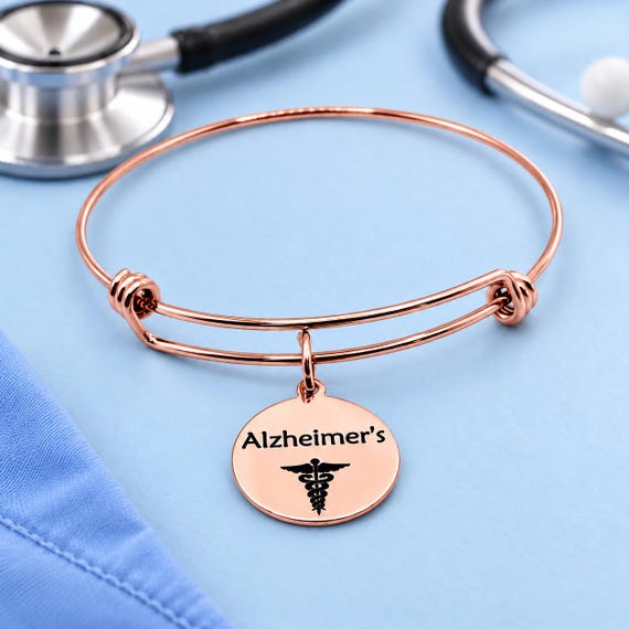 Alzheimers Rose Goldtone Medical Charm Bracelet