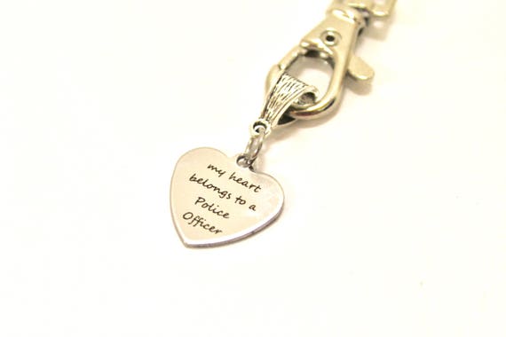 My Heart Belongs To A Police Officer Keychain, Police Wife Gift, Police Officer Wife Gift, Gift For Her, Wife Jewelry Gift, Keychain Gift