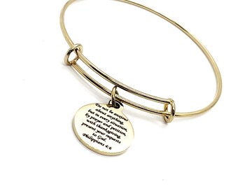 Faith Gift, Do Not Be Anxious Charm Bracelet, Philippians 4 6, Christian Jewelry, Faith Jewelry, Scripture Quote