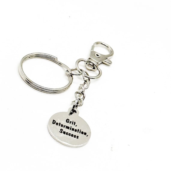 Grit Determination Success Clip On Charm Keychain, Motivational, Encouragement, Graduation Gift, Going To College, Son Gift, Daughter Gift