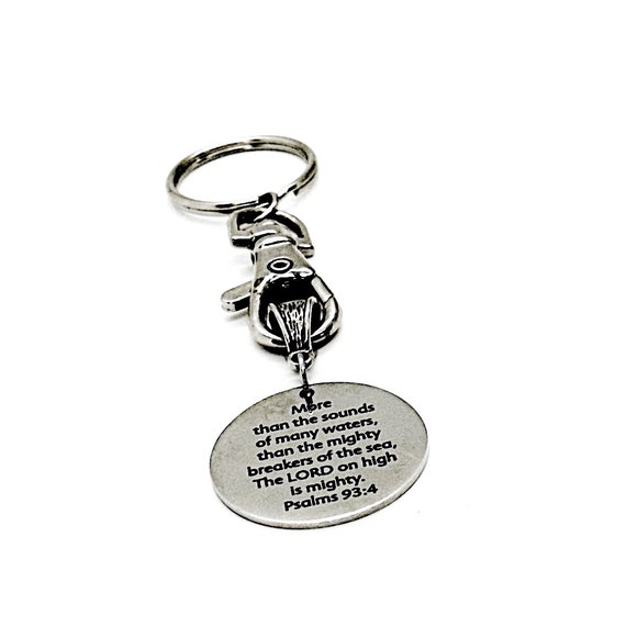 The Lord On High Is Mighty Charm Keychain, Psalm 93 4, Scripture Gift, Faith Gift, Christian, Bible Verse Quote, Baptism Gift, Gift For Her