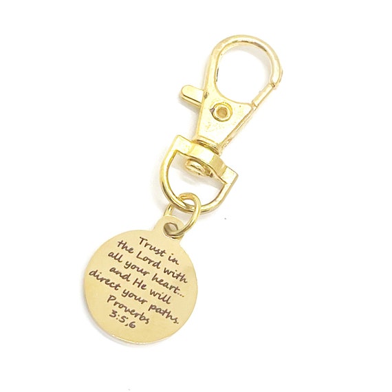 Faith Gift, Trust In The Lord With All Your Heart Charm, Proverbs 3 5 and 6, Purse Charm, Clip On Charm, Faith Gift, Christian Gift