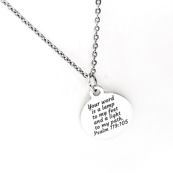 Scripture Gift, Your Word Is A Lamp To My Feet And A Light To My Path Necklace, Psalm 119 105, Christian Gift, Baptism Gift, Gift For Her