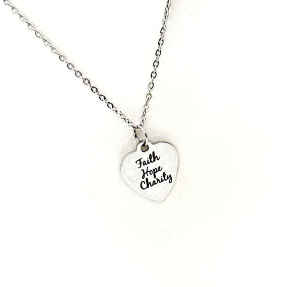 Faith Hope Charity Necklace, First Corinthians 13 Jewelry, Faith Jewelry, Gift For Her, Daughter Gift, Wife Gift, Christian Woman