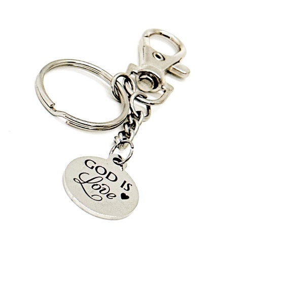 God Is Love Charm Keychain, Christian Love, Faith Gift, Baptism Gift, Daughter Gift, Sunday School Gifts, Christian Gifts, Agape Love