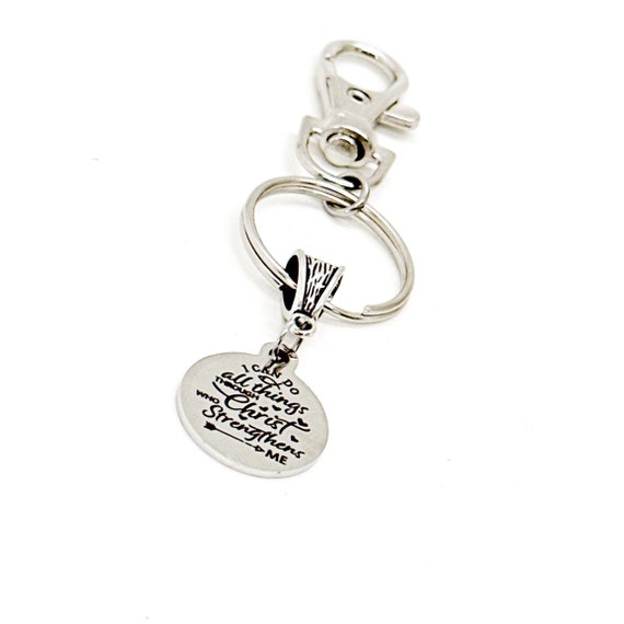 I Can Do All Things Through Christ Who Strengthens Me Charm Keychain, Philippians 4 13, Faith Gift, Baptism Gift, Christian Gift