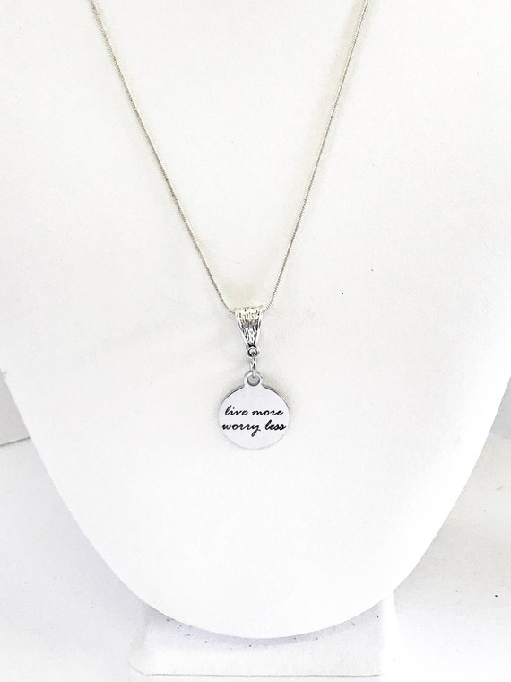 Live More Worry Less Pendant Necklace, Mindfulness Meditation Jewelry, Motivational Jewelry Gift For Her, Daughter Jewelry, Encouragement