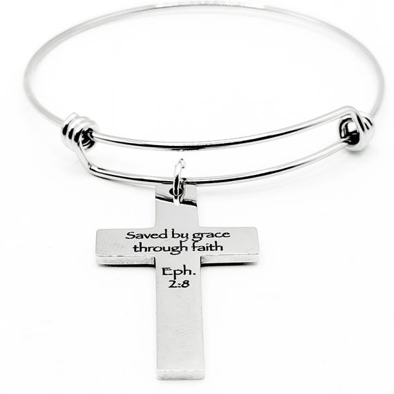 Saved By Grace Through Faith Cross Bracelet