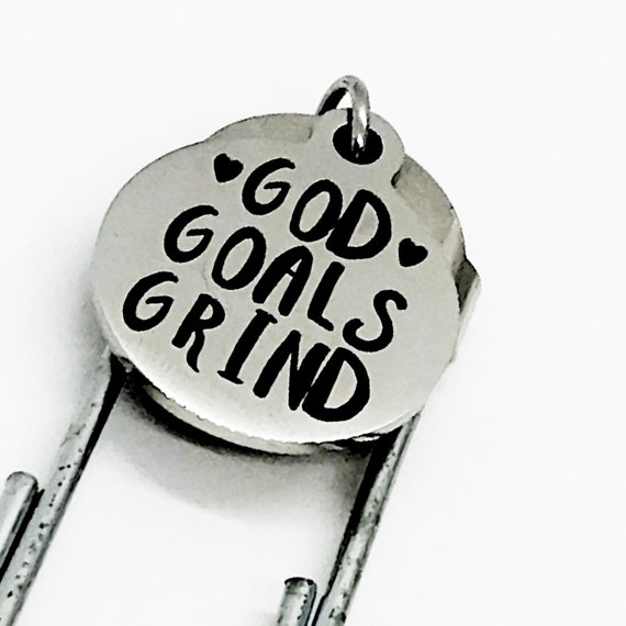 Planner Bookmark, God Goals Grind Bookmark, Charm Bookmark, Planner Gift, Bible Study Group Gift, Planner Accessories, Woman Entrepreneur
