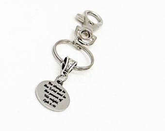 Be Strong In The Lord And The Power Of His Might Ephesians 6 10 Charm Clip On Keychain, Faith Gifts, Baptism Gift, God Makes You Strong