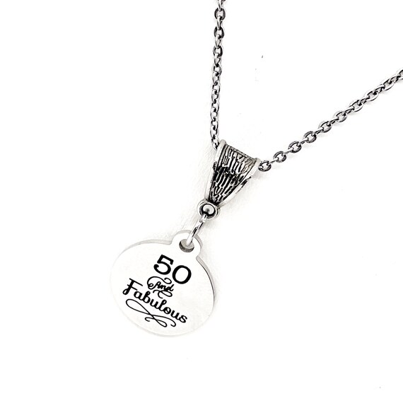 Birthday Gift, 50 And Fabulous Necklace, 50th Birthday Gift, Mom Gift, Wife Gift, Grandma Gift, Gift For Her, 50 Year Old Gift