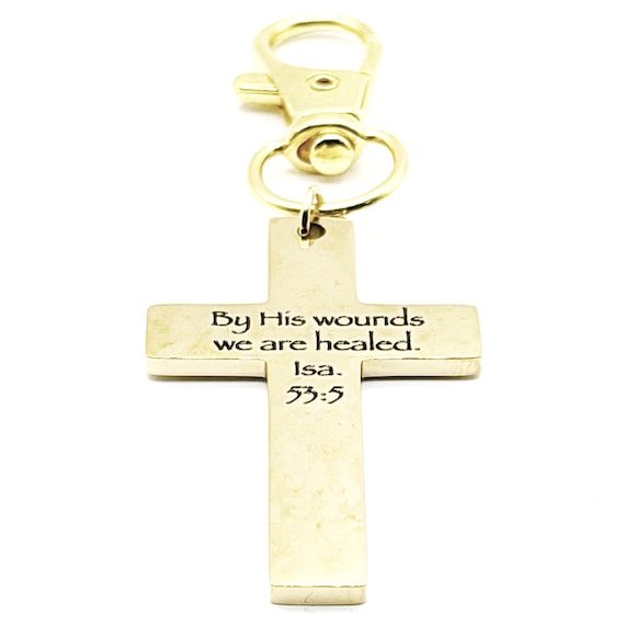 Isaiah 53 5 Gold-Plated Cross Clip Charm