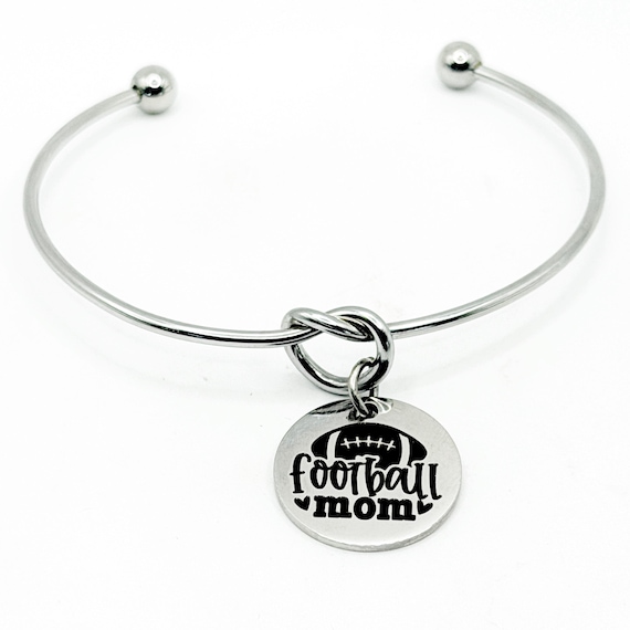 Football Mom Stainless Steel Charm Bracelet