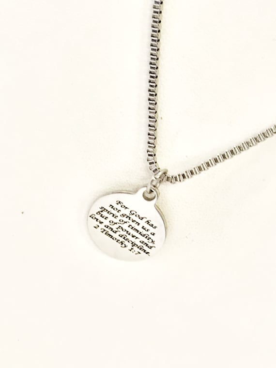 Scripture Necklace, God Has Given Us A Spirit Of Power Necklace, 2 Timothy 1 7 Charm, Bible Verse Gift, Bible Verse Necklace, Scripture Gift