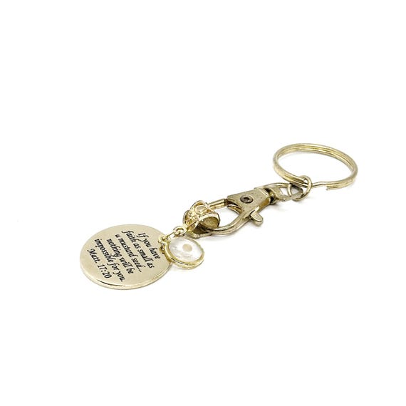 Mustard Seed Faith Goldtone Key Chain, Mustard Seed Scripture, Christian Gifts, Matthew 17 20, Encouraging Gift, Believer Gifts, Bible Verse