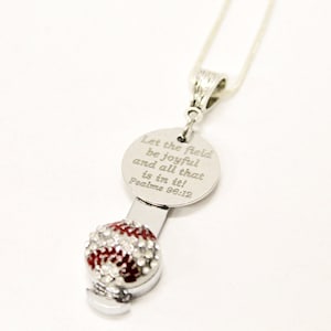 Let The Field Be Joyful Baseball Bible Verse Necklace, Psalms 96 12 Bible Verse Gift, Baseball Mom Gift for Her, Baseball Mom Team Gifts