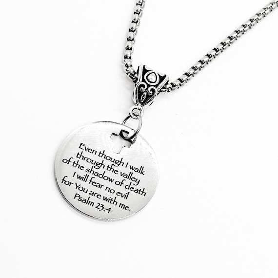 23rd Psalm Necklace, Psalm 23 4, Even Though I Walk Through The Valley Of The Shadow Of Death, I Fear No Evil, Believer Gift, Christian