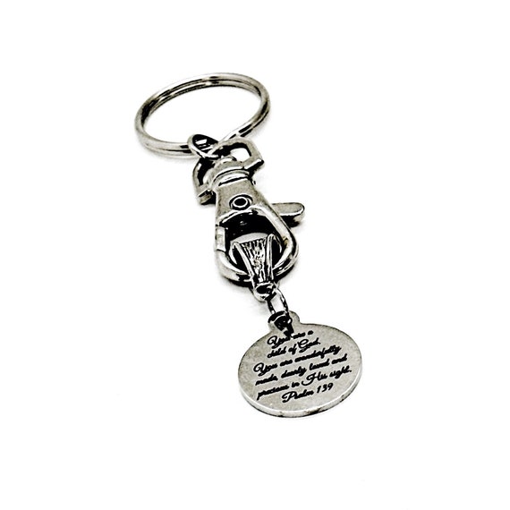 You Are A Child Of God Charm Keychain, Dearly Loved, Precious In His Sight, Faith Gift, Psalm 139, Christian Gift, Baptism, Going To College