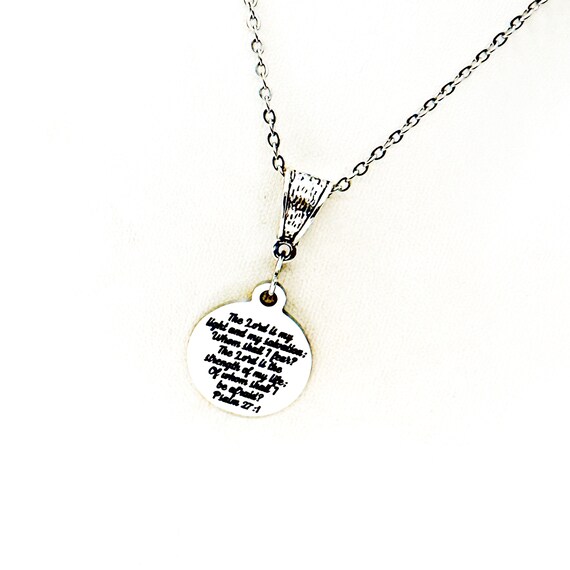 The Lord Is My Light And My Salvation Whom Shall I Fear Necklace, Psalm 27 1, I Will Not Be Afraid, Faith Jewelry, Christian Woman Gift