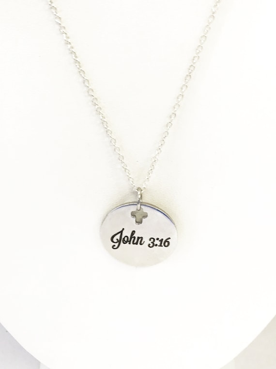 Christian Necklace, John 3 16 Necklace, For God So Loved Necklace, Christian Jewelry, Bible Verse Necklace, Scripture Gifts, Baptism Gift