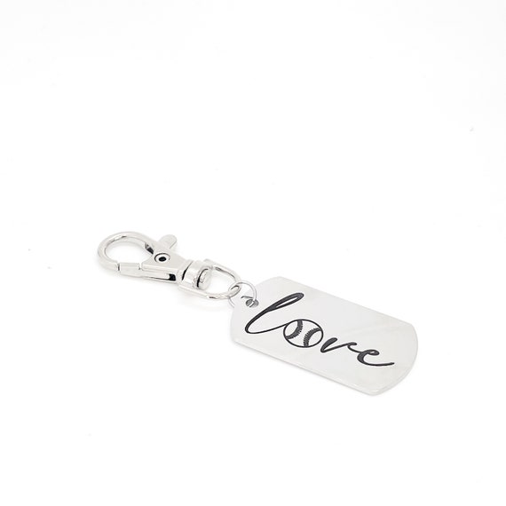 Sports Bag Clip, Love Softball Bag Clip, Softball Player Gift, Sports Daughter Gift, Softball Team Gifts, Softball Mom Bag Charm, Keychain