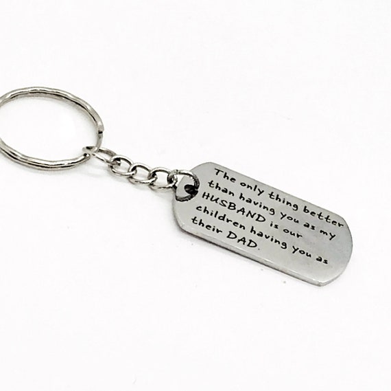 Husband Gift, Husband And Dad Keychain, New Dad Gift, Dogtag Keychain, Gift For Husband, Gift For New Dad, Pregnancy Announcement Gift