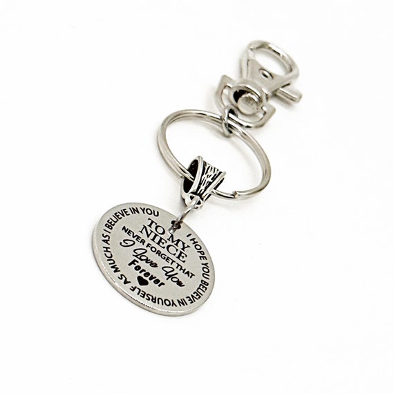 To My Niece Charm Keychain, Never Forget I Love You, Niece Birthday, Niece Graduation, Niece Gift, Believe In Yourself, I Believe In You