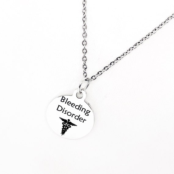 Bleeding Disorder Necklace, Bleeding Disorder Medical ID, Bleeding Condition Medical Notification, Medical Condition Necklace