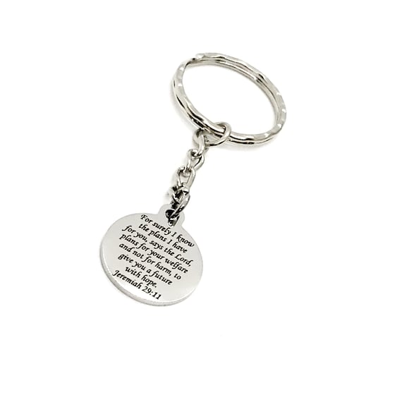 Scripture Gift, For Surely I Know The Plans I Have For You Keychain, Jeremiah 29 11, Faith Gift, Plans To Prosper You, God’s Plans